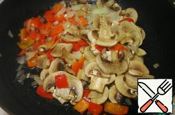 Add the chopped mushrooms...