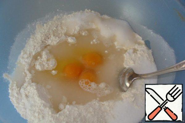 Combine flour, salt, water and eggs.
