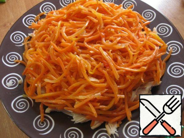 Put the carrots in the second layer in Korean, - I did not lubricate this layer.
