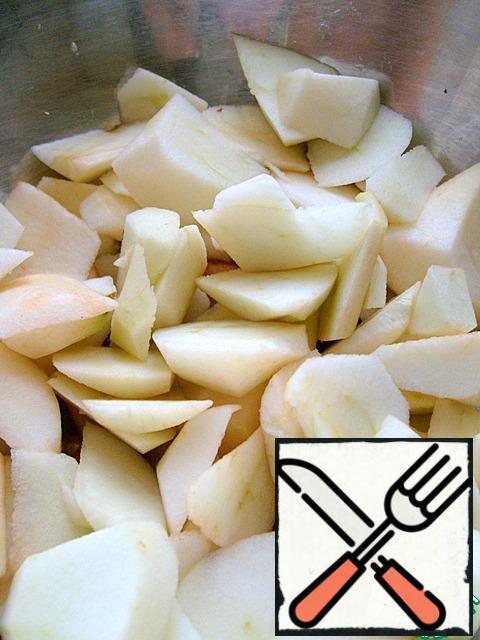 Peel and finely chop the apples.