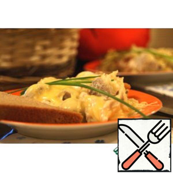 Potato Casserole with Seafood with Mushroom Sauce Recipe