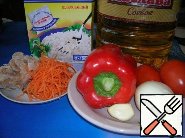 This is a set of products necessary for the preparation of stuffed peppers.
