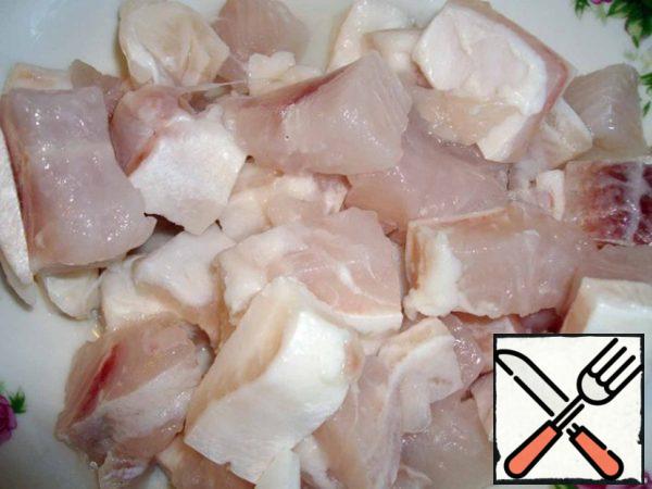 Fish cut into small pieces (can be cubes).