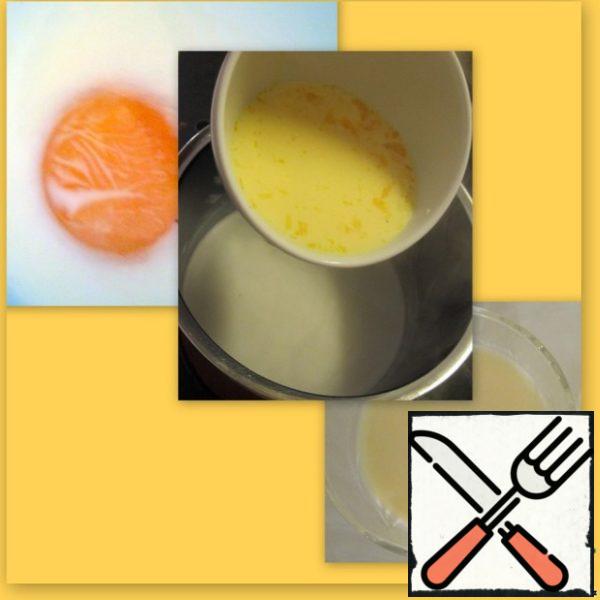 Pour into a saucepan of about 400 g of milk, put on a small fire and dilute it, stirring, sugar + vanilla. Bring to boil. Dilute the starch in 100 g of cold milk, add the yolk (yolk, if the eggs are medium-sized) and gradually pour, stirring all the time, the yolk-starch mixture into a pan with milk and sugar.Bring to a boil and stirring to boil for 1-2 minutes. Remove from the stove. Add flavorings to taste (I had syrup "Amaretto").If you prefer pudding in a frozen form-it is necessary to pour the hot mass on rinsed with cold water molds. Cover with foil or film. Put in refrigerator.Hot - lovely "sauce" to the sweet dishes such as Apple pies etc.