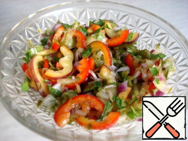 Sweet Pepper Salad with pickled Cucumber Recipe