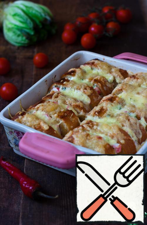 Sprinkle with grated cheese. Bake in preheated to 200 degrees for 15-20 minutes.