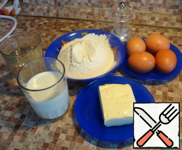 To prepare the custard dough, we will need the following products.
