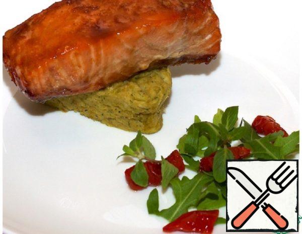 Glazed Salmon with Mint Pea Puree Recipe