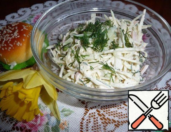 Fresh Cabbage Salad with boiled Sausage Recipe