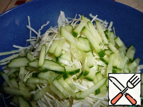 Cucumber cut into plates.