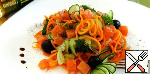 Carrot Salad with Cucumber and Trout Recipe