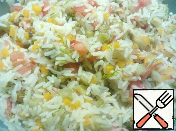 Mix all the cooked vegetables.
