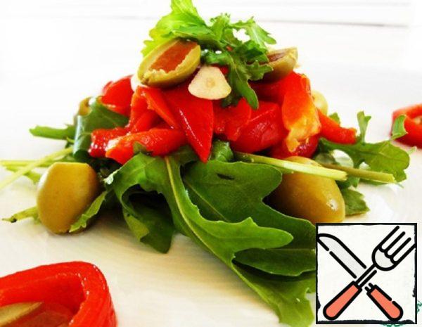 Salad with Pickled Pepper, Arugula and Olives Recipe