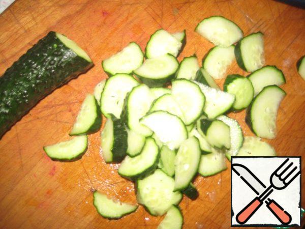 Cucumbers cut into large slices.
