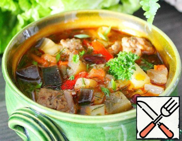 Soup with Eggplant and canned Beans Recipe