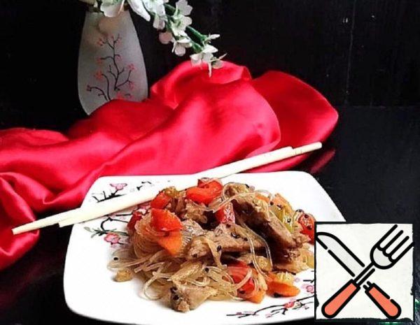 Funchoza with Pork "Red Dragon» Recipe