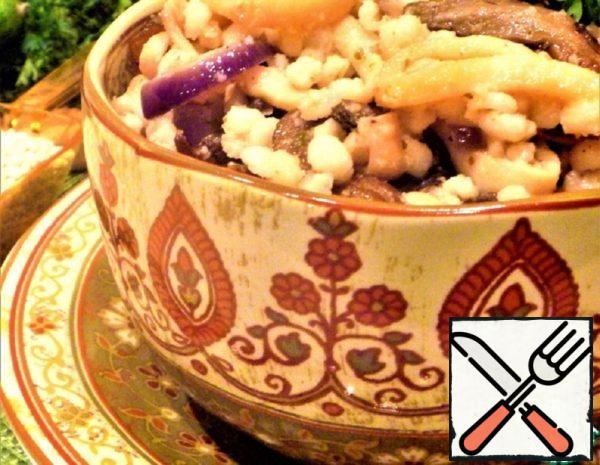 The Pearl-Barley Porridge with Squid and Mushrooms Recipe