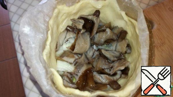 Put the sliced mushrooms in the third layer.
