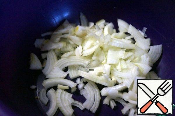 Onions cut into quarters.