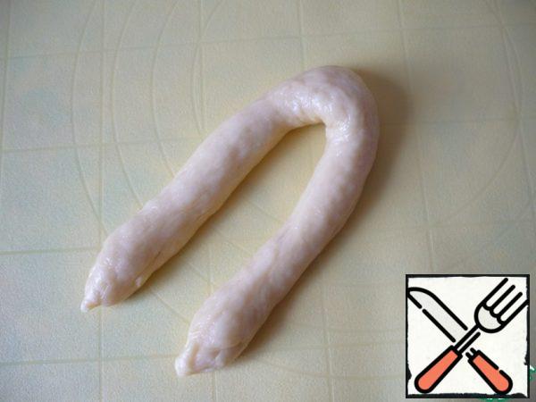 Now we are going to make a curly bun. Fold each flagellum in half.
