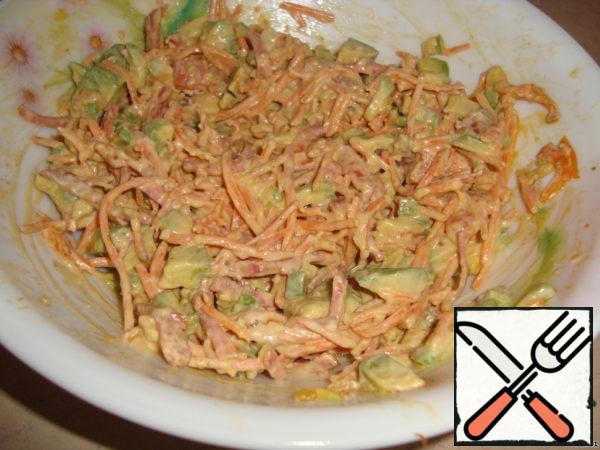 Avocado salad, Korean Carrots with Salmon Recipe