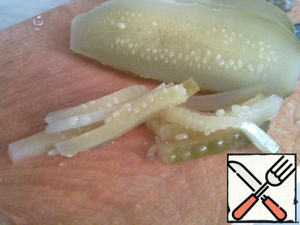 Cucumber cut into strips.