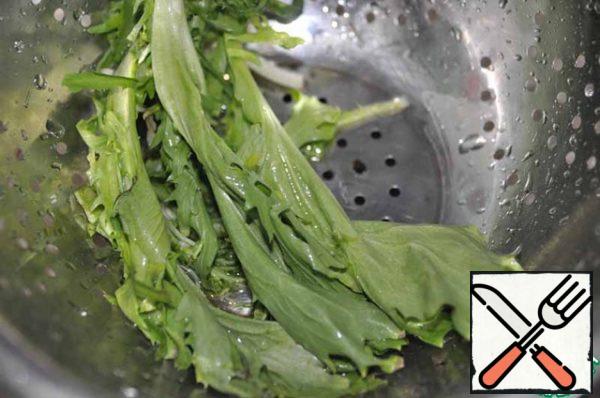Wash the lettuce leaves.
