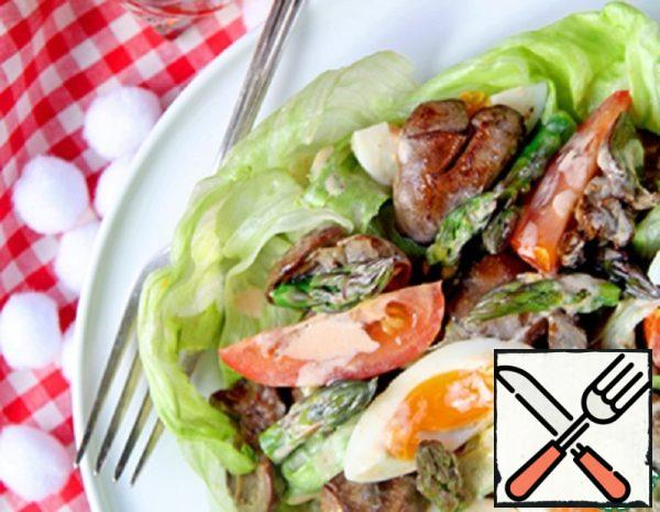 Warm Salad with Chicken liver and Asparagus Recipe