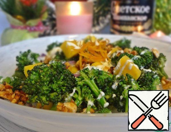 Broccoli Salad with Mango and Caramelized Nuts Recipe