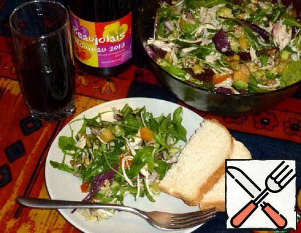 Salad with Turkey, Avocado, Persimmon Recipe