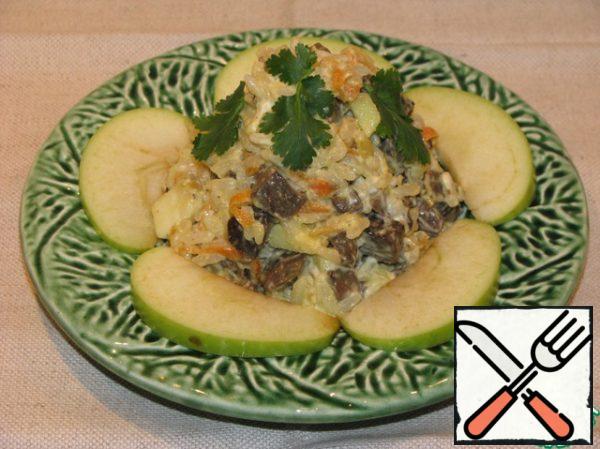 Stir, season with mayonnaise, garnish with herbs.