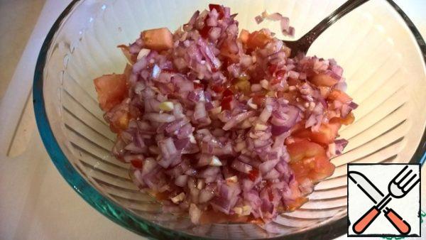 Mix the contents of both bowls.
