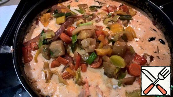 Place the ratatouille side dish on top of the pan. You can serve it directly in a frying pan - so that everyone gets their own plate.
