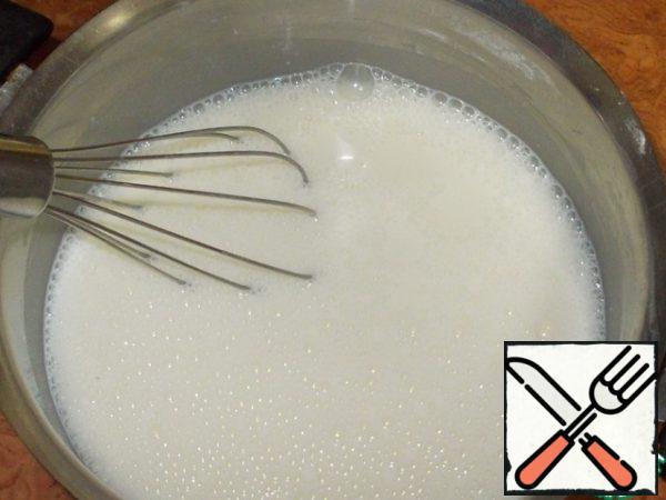 Put the resulting mixture on a small fire. Stir constantly!
