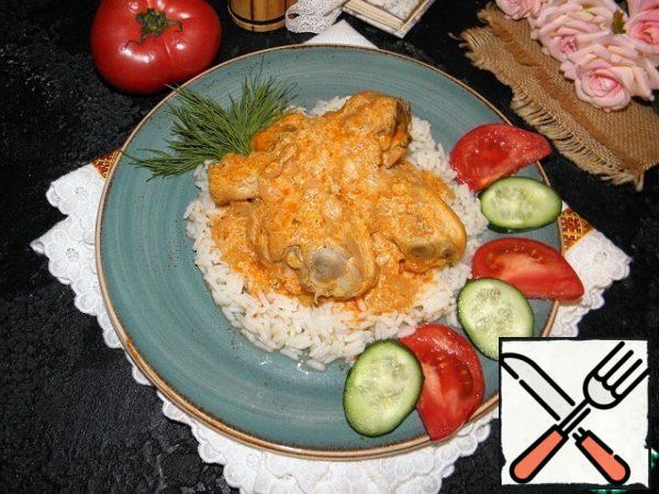 The chicken sauce is ready. Enjoy your meal!