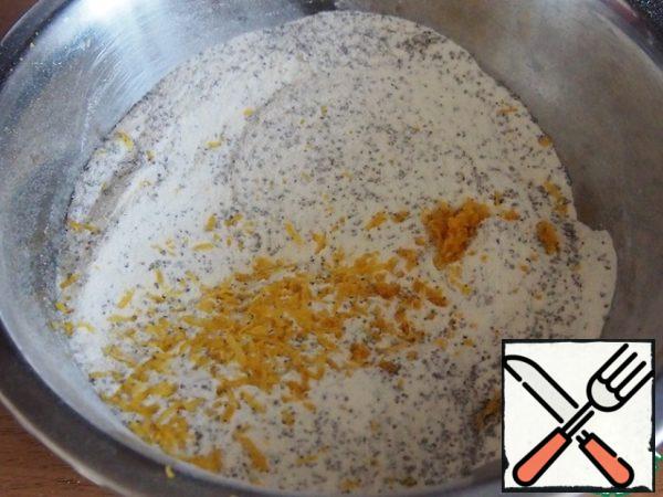 Add the zest from two small lemons. I grate the zest on a fine grater.
