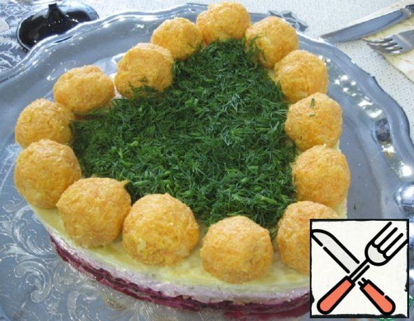 Layered Salad with Carrot Balls Recipe