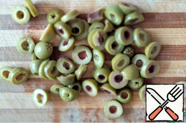 Olives cut into rings.