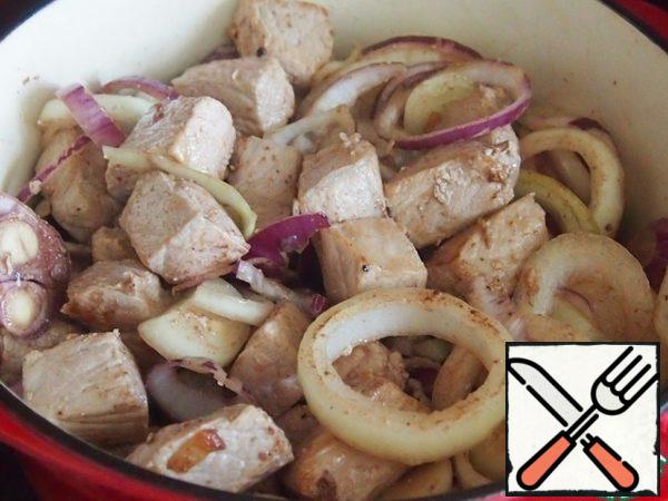 Add the onion and stir.
