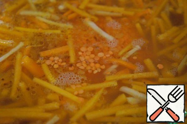 We put the lentils to sleep.
