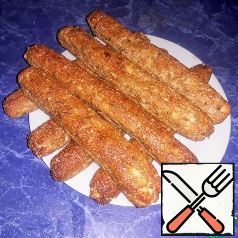 Bake in a preheated 200° oven for 30 minutes.Output 8 healthy curd sticks. They keep their shape and have a delicious taste (top crisp, inside a delicate mass with crispy peanuts). Perfect combination.
In one piece 75 grams, 111.2 calories, 14.2 proteins, 4.3 fats, 3.9 carbohydrates.
Bon appetit!