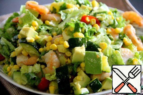 Season the salad and serve it to the table.