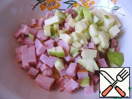 Apple also cut into cubes and sprinkle with lemon juice.