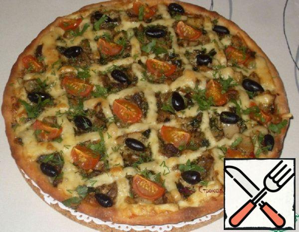 Pizza with Mushrooms and Cherry Tomatoes Recipe