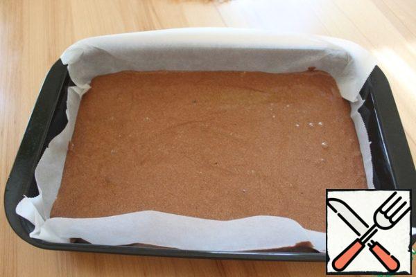 Pour the dough into a form covered with baking paper. And bake in a preheated 180 °C, about 20 minutes.