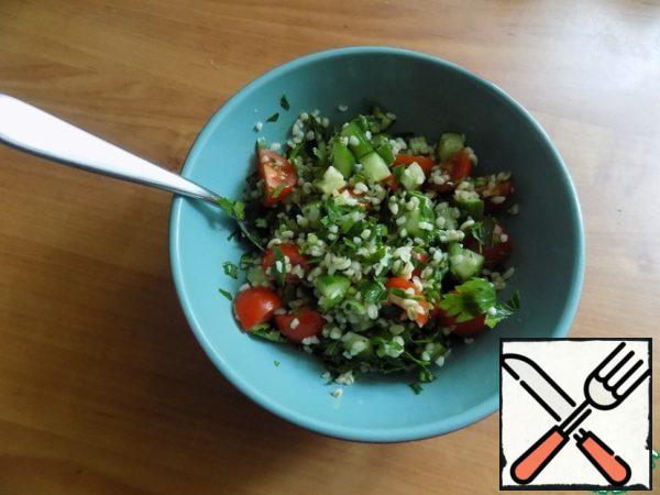 Combine everything and, if desired, sprinkle with salt to taste.. I used quite a bit of sea salt.
