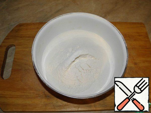 Sift flour with baking powder.