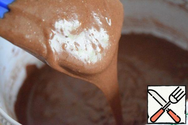 Homogeneous dough! It looks like thick pancakes, slowly dripping dough from a spoon.
