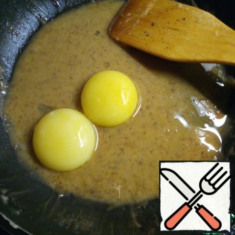 Fry the flour until Golden brown and light nutty flavor. Cool to room temperature and combine with yolks.