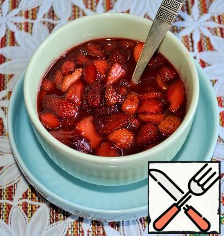 Put the strawberries in the bowl.